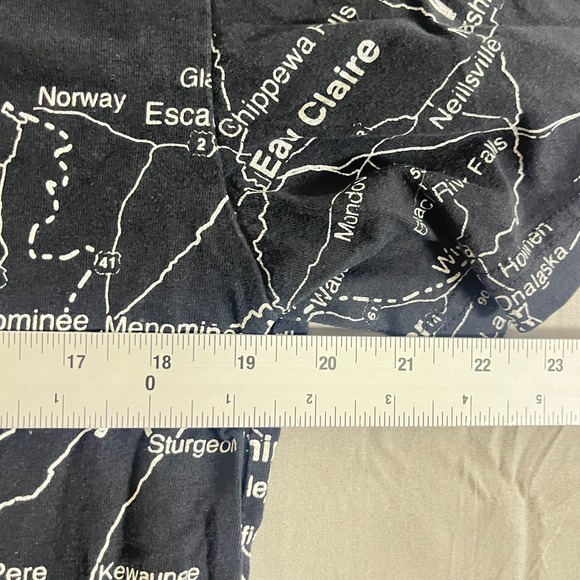 Vintage 90s American Crown Wisconsin All Over Print Map T Shirt Men Medium Black - Picture 8 of 9